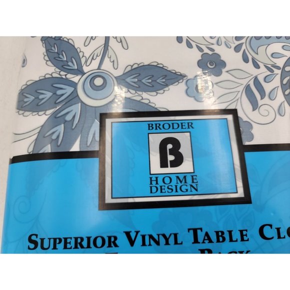 Vinyl Table Cloth Superior Flannel Back Broder Home Design 52" × 108" New A2 - Picture 4 of 11
